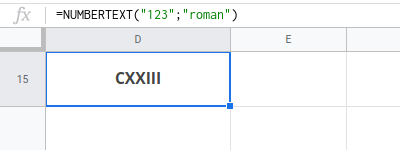 Число римскими цифрами. Таблицы Google. Дополнение Numbertext